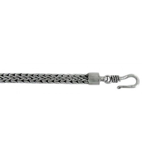 4mm Flat Bali Chain Bracelet, 7.5" Length, Sterling Silver